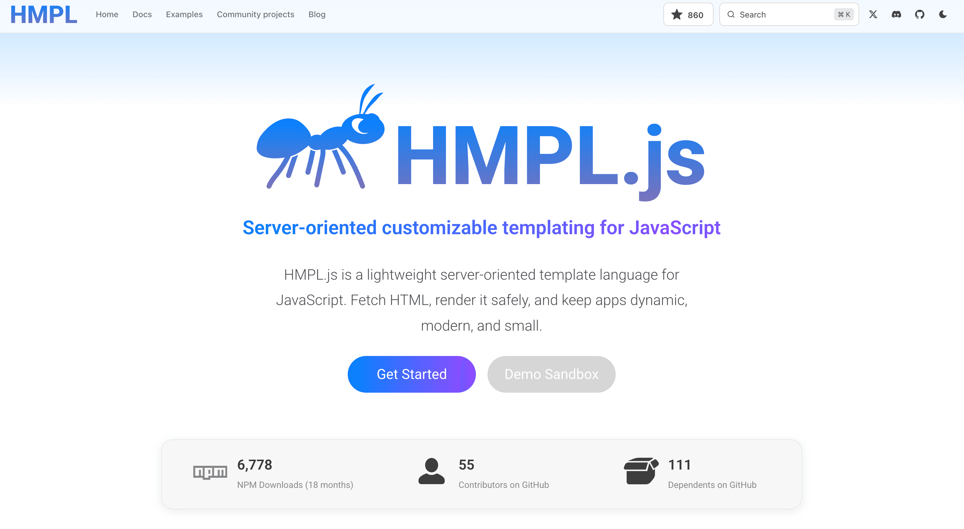 HMPL.js - Open Source project by Wisdom Adele showcasing Open Source, TypeScript, Template Language technologies