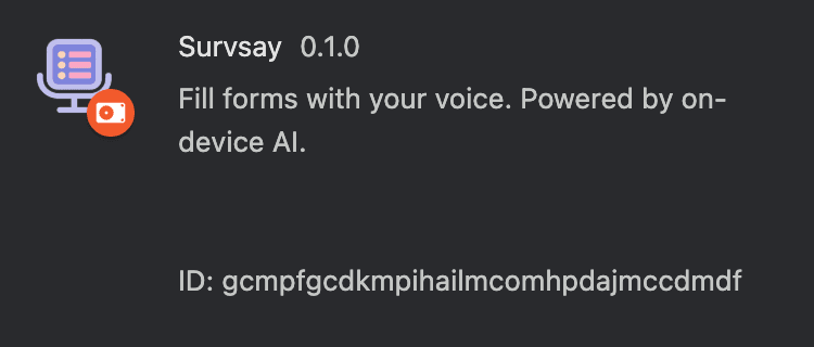 SurvSay Chrome Extension - Browser Extension project by Wisdom Adele showcasing Chrome Extension, AI, Gemini Nano technologies